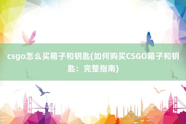 csgo怎么买箱子和钥匙(如何购买CSGO箱子和钥匙：完整指南)